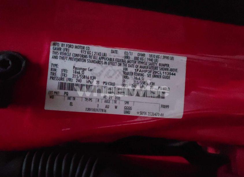 Photo 9 of 2012 Ford Focus SE (VIN 1FAHP3F29CL113544)