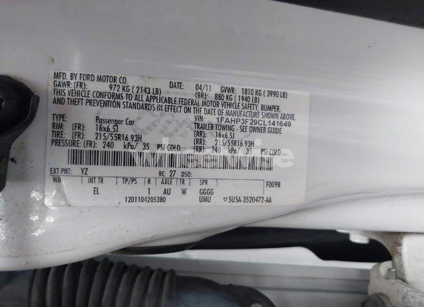 Photo 9 of 2012 Ford Focus SE (VIN 1FAHP3F29CL141649)