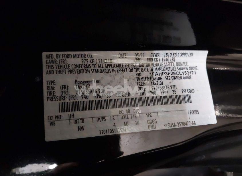 Photo 9 of 2012 Ford Focus SE (VIN 1FAHP3F29CL153171)