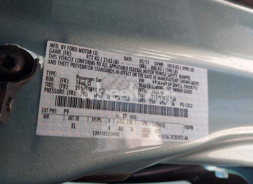 Photo 9 of 2012 Ford Focus SE (VIN 1FAHP3F29CL160573)