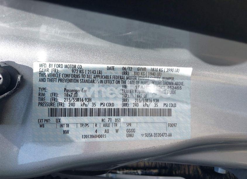 Photo 9 of 2012 Ford Focus SE (VIN 1FAHP3F29CL452465)