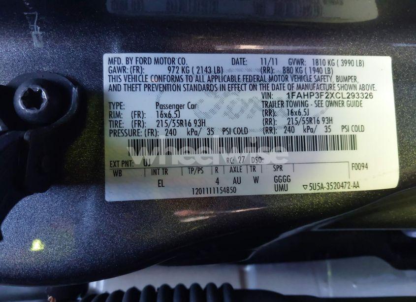 Photo 9 of 2012 Ford Focus SE (VIN 1FAHP3F2XCL293326)