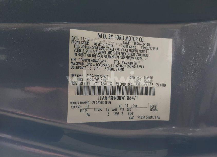 Photo 9 of 2011 Ford Focus SE (VIN 1FAHP3FN0BW186471)