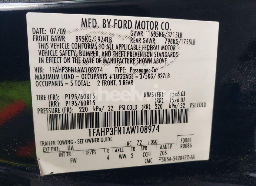 Photo 9 of 2010 Ford Focus SE (VIN 1FAHP3FN1AW108974)