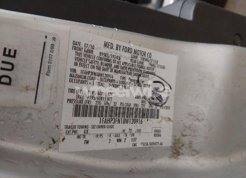 Photo 9 of 2011 Ford Focus SE (VIN 1FAHP3FN1BW120916)