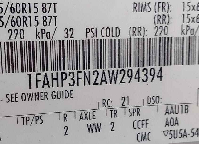 Photo 9 of 2010 Ford Focus SE (VIN 1FAHP3FN2AW294394)