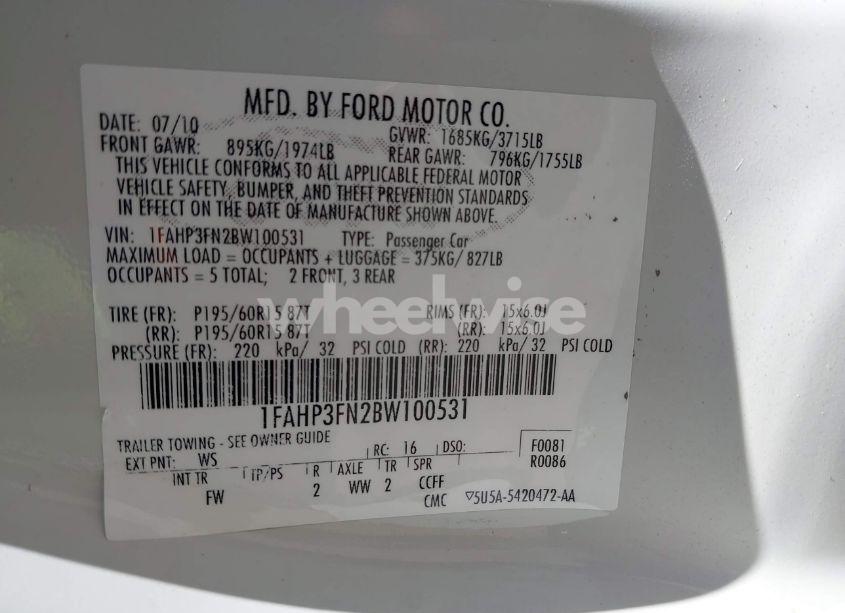 Photo 9 of 2011 Ford Focus SE (VIN 1FAHP3FN2BW100531)