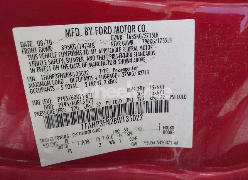 Photo 9 of 2011 Ford Focus SE (VIN 1FAHP3FN2BW135022)