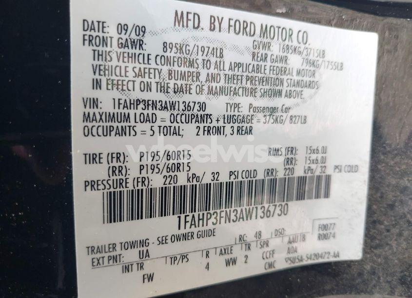 Photo 9 of 2010 Ford Focus SE (VIN 1FAHP3FN3AW136730)