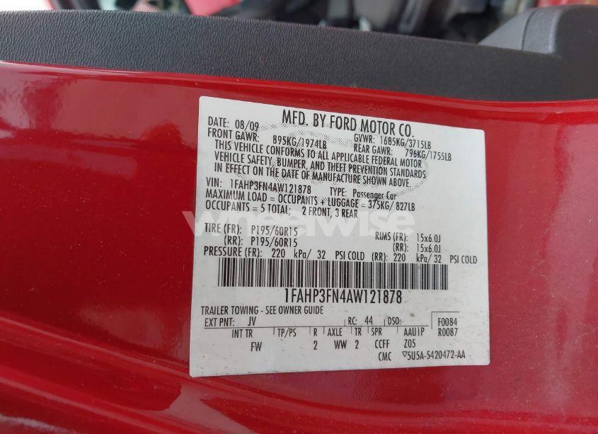 Photo 9 of 2010 Ford Focus SE (VIN 1FAHP3FN4AW121878)