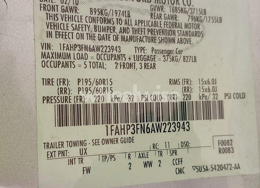 Photo 9 of 2010 Ford Focus SE (VIN 1FAHP3FN6AW223943)