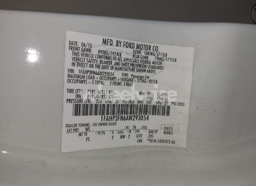 Photo 9 of 2010 Ford Focus SE (VIN 1FAHP3FN6AW293054)