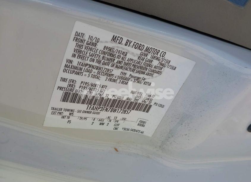 Photo 9 of 2011 Ford Focus SE (VIN 1FAHP3FN7BW172857)