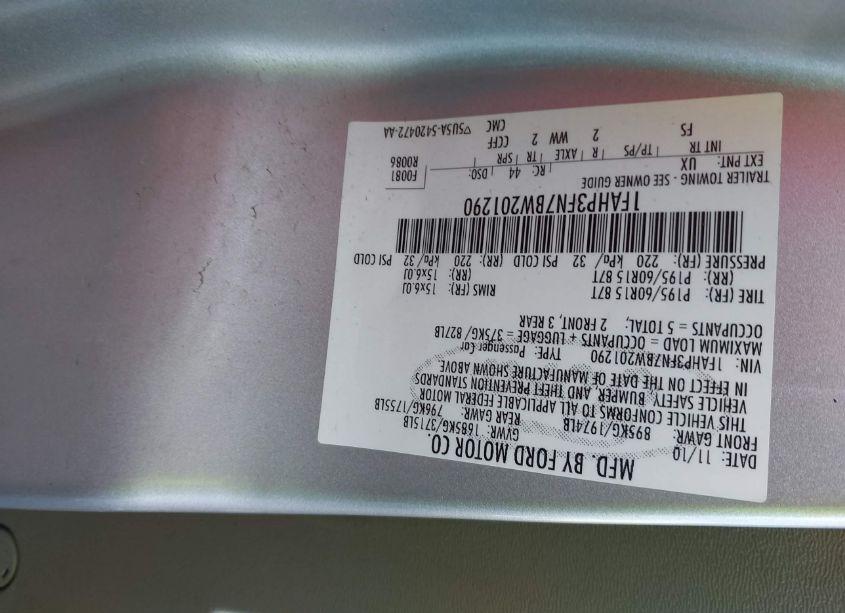 Photo 9 of 2011 Ford Focus SE (VIN 1FAHP3FN7BW201290)