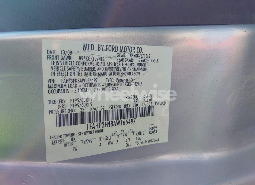 Photo 9 of 2010 Ford Focus SE (VIN 1FAHP3FN8AW166497)