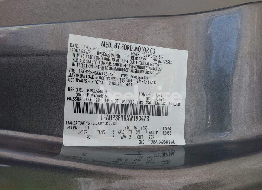 Photo 9 of 2010 Ford Focus SE (VIN 1FAHP3FN8AW193473)