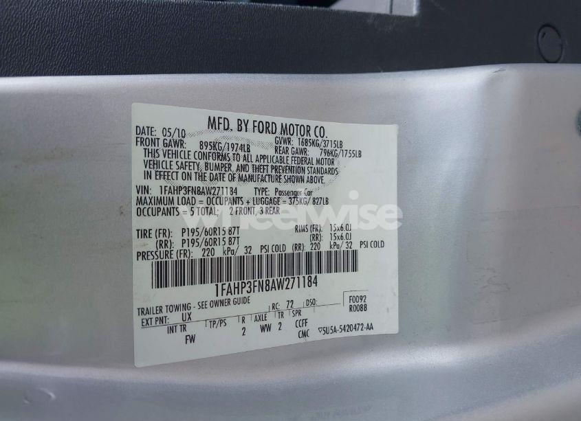 Photo 9 of 2010 Ford Focus SE (VIN 1FAHP3FN8AW271184)