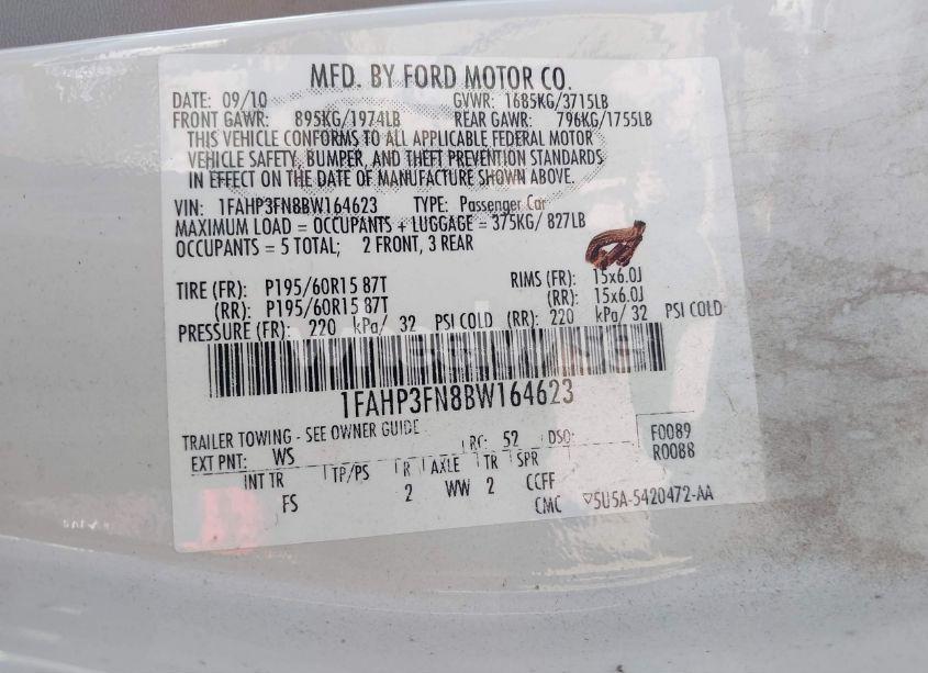 Photo 9 of 2011 Ford Focus SE (VIN 1FAHP3FN8BW164623)