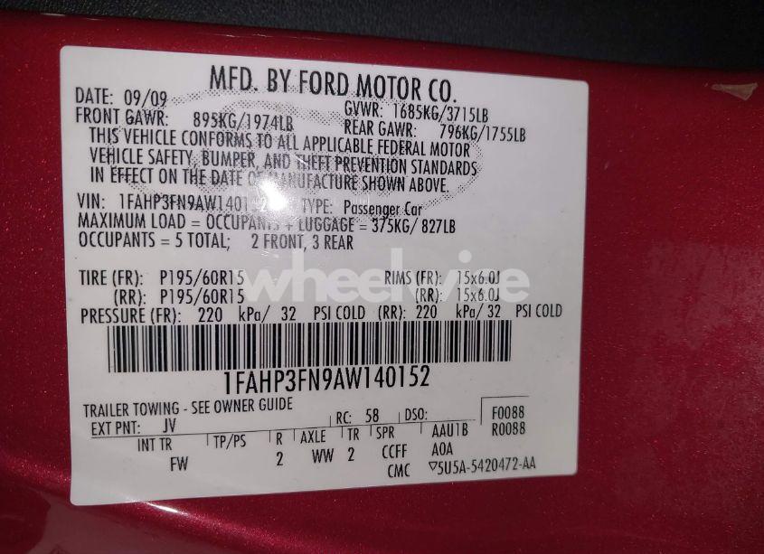 Photo 9 of 2010 Ford Focus SE (VIN 1FAHP3FN9AW140152)