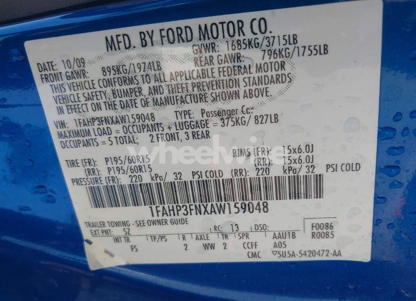 Photo 9 of 2010 Ford Focus SE (VIN 1FAHP3FNXAW159048)