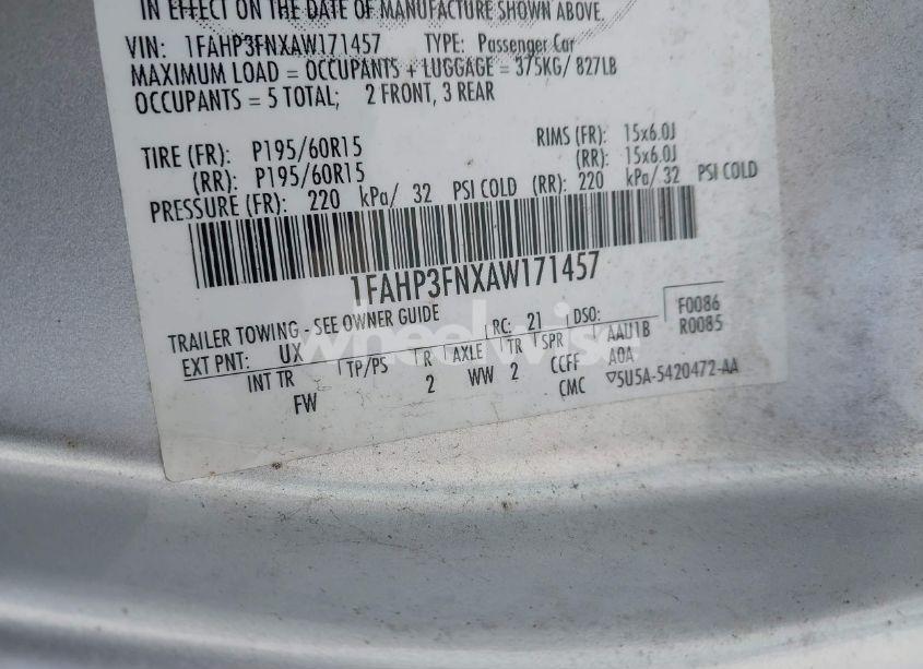 Photo 9 of 2010 Ford Focus SE (VIN 1FAHP3FNXAW171457)