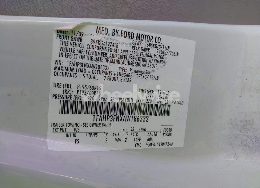 Photo 9 of 2010 Ford Focus SE (VIN 1FAHP3FNXAW186332)