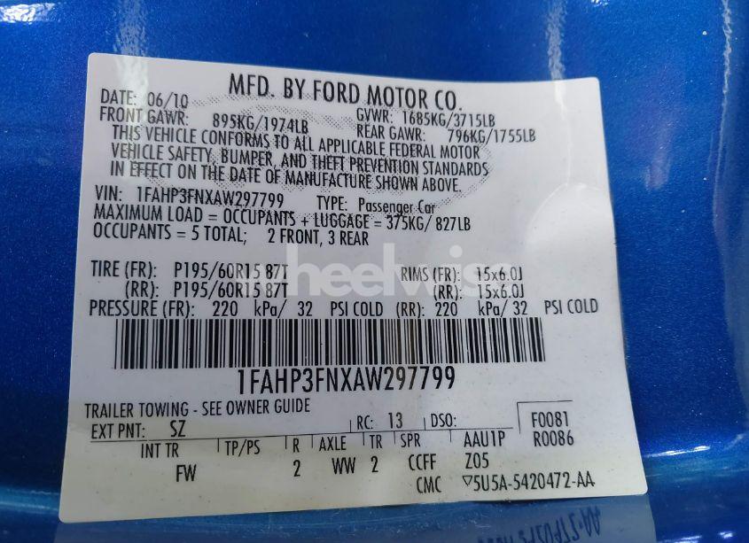 Photo 9 of 2010 Ford Focus SE (VIN 1FAHP3FNXAW297799)