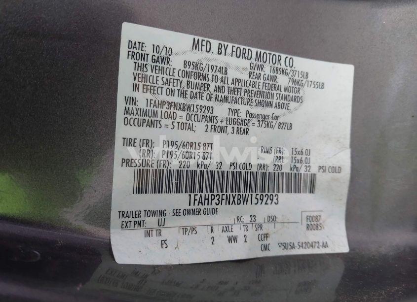 Photo 9 of 2011 Ford Focus SE (VIN 1FAHP3FNXBW159293)