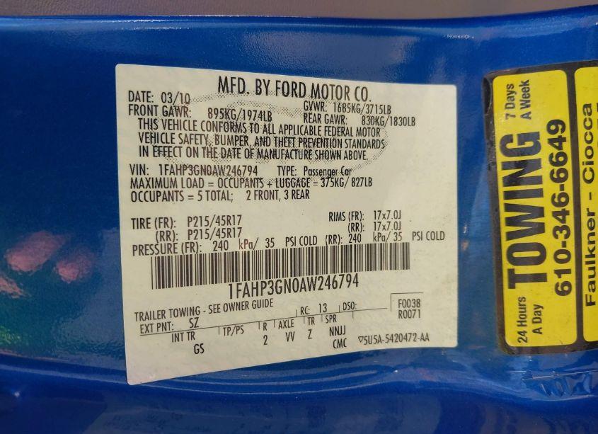 Photo 9 of 2010 Ford Focus SES (VIN 1FAHP3GN0AW246794)