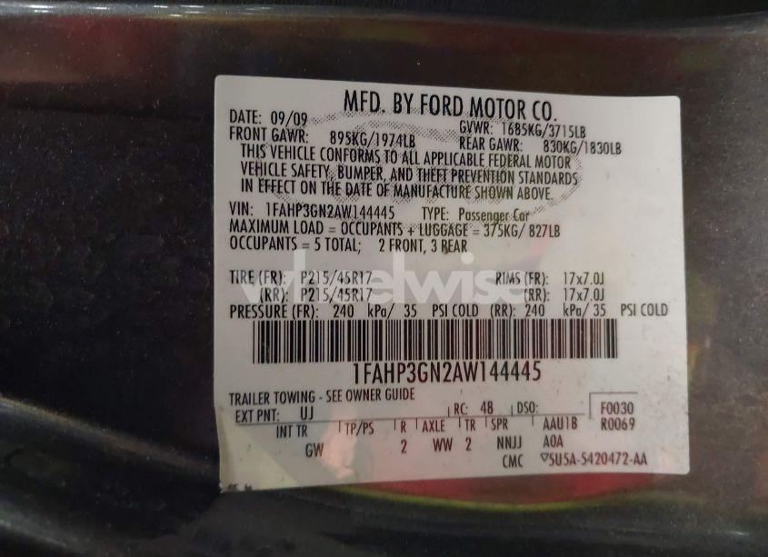 Photo 9 of 2010 Ford Focus SES (VIN 1FAHP3GN2AW144445)