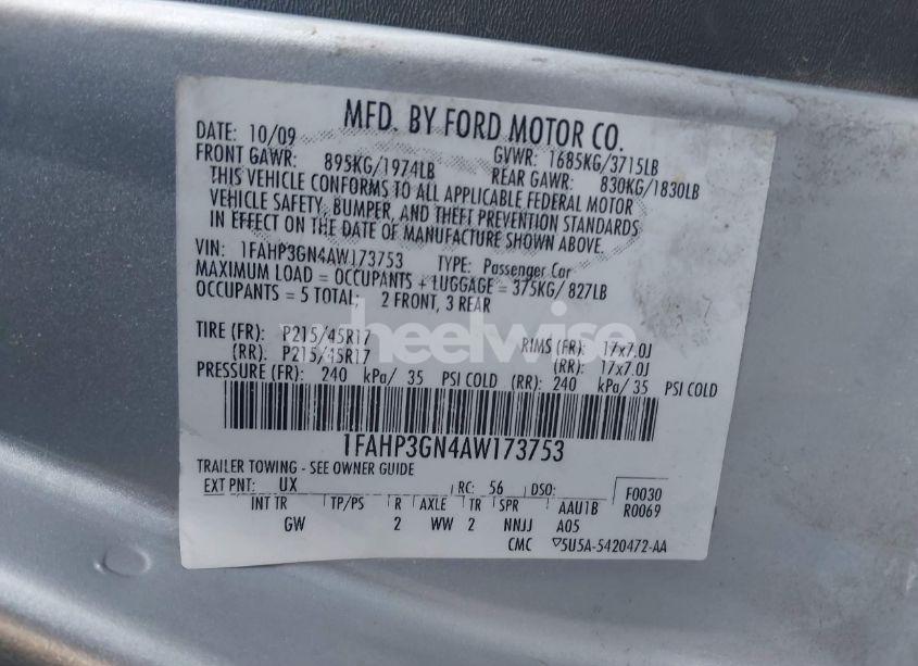 Photo 9 of 2010 Ford Focus SES (VIN 1FAHP3GN4AW173753)