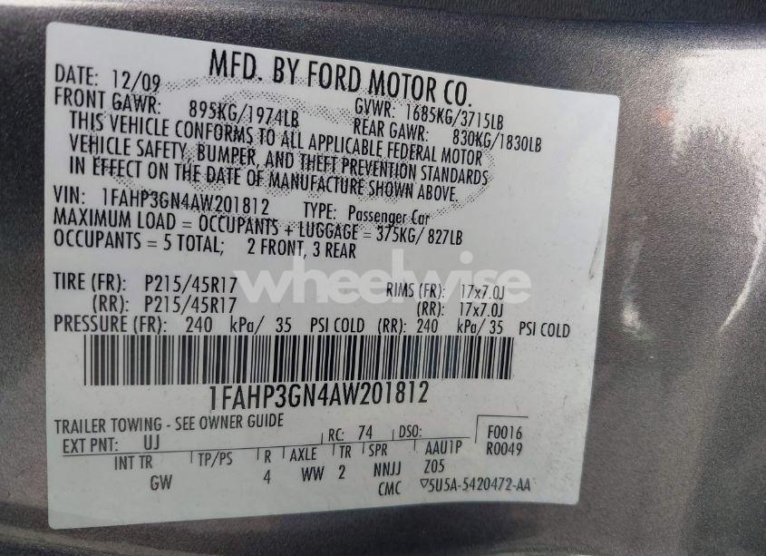 Photo 9 of 2010 Ford Focus SES (VIN 1FAHP3GN4AW201812)