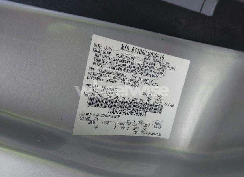 Photo 9 of 2010 Ford Focus SES (VIN 1FAHP3GN4AW202023)