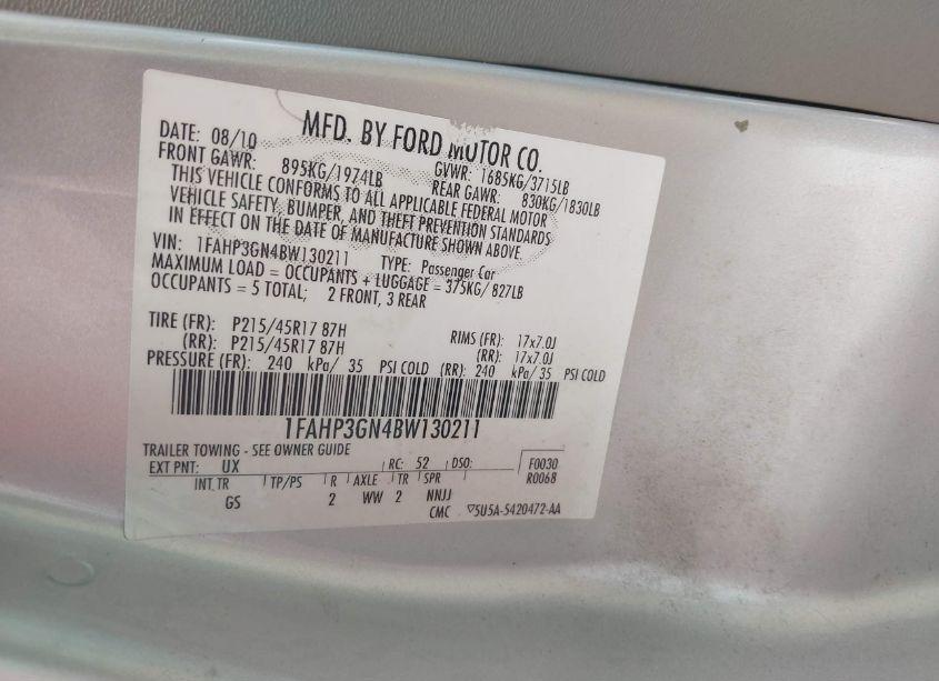 Photo 9 of 2011 Ford Focus SES (VIN 1FAHP3GN4BW130211)