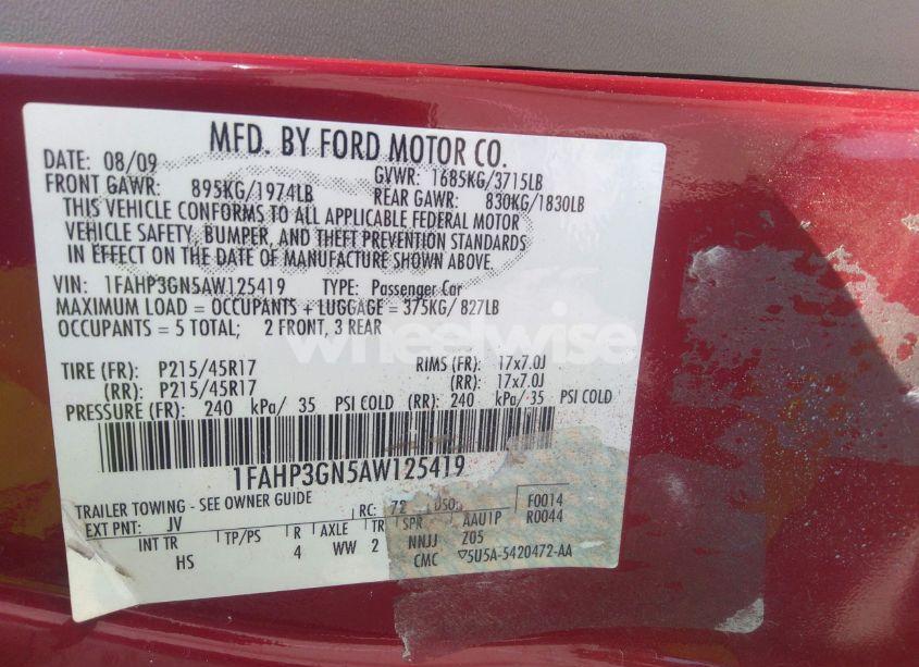 Photo 9 of 2010 Ford Focus SES (VIN 1FAHP3GN5AW125419)