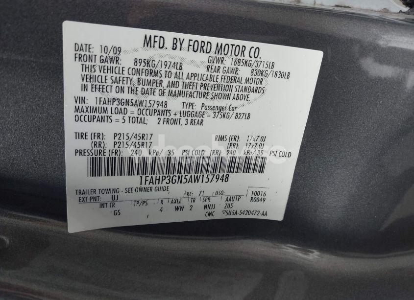 Photo 9 of 2010 Ford Focus SES (VIN 1FAHP3GN5AW157948)