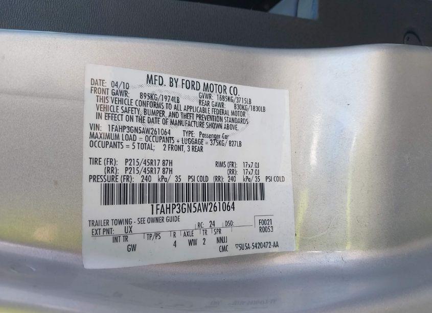 Photo 9 of 2010 Ford Focus SES (VIN 1FAHP3GN5AW261064)