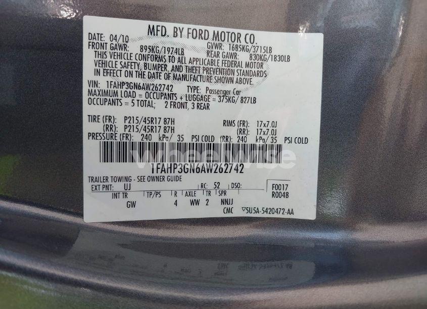 Photo 9 of 2010 Ford Focus SES (VIN 1FAHP3GN6AW262742)