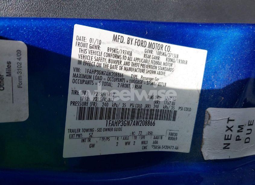 Photo 9 of 2010 Ford Focus SES (VIN 1FAHP3GN7AW208866)