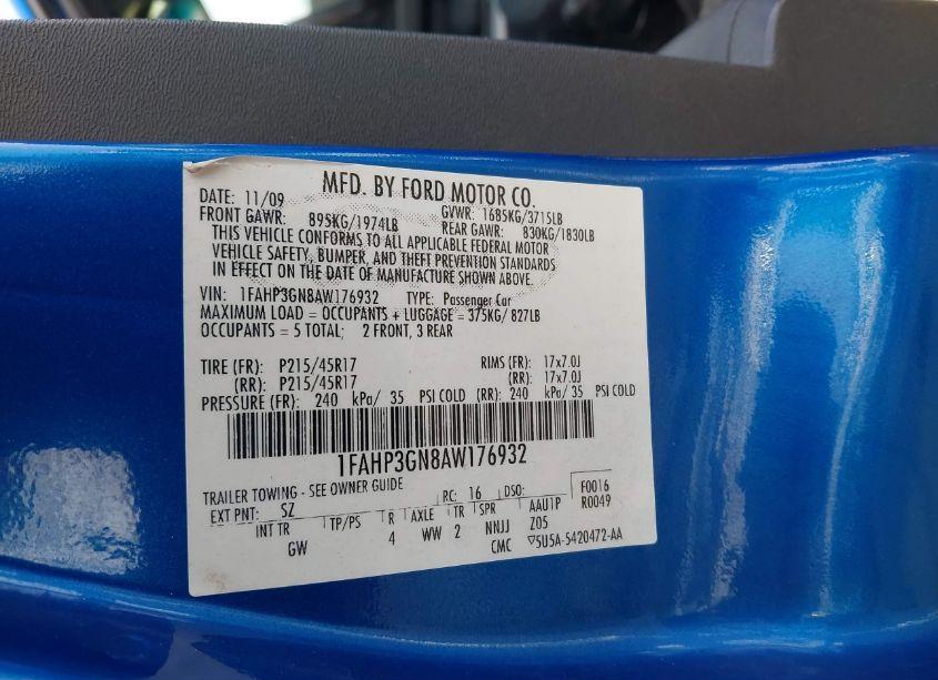 Photo 9 of 2010 Ford Focus SES (VIN 1FAHP3GN8AW176932)