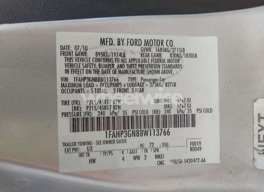 Photo 9 of 2011 Ford Focus SES (VIN 1FAHP3GN8BW113766)