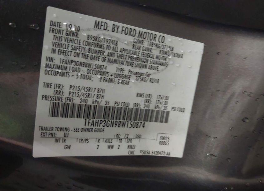 Photo 9 of 2011 Ford Focus SES (VIN 1FAHP3GN9BW150874)