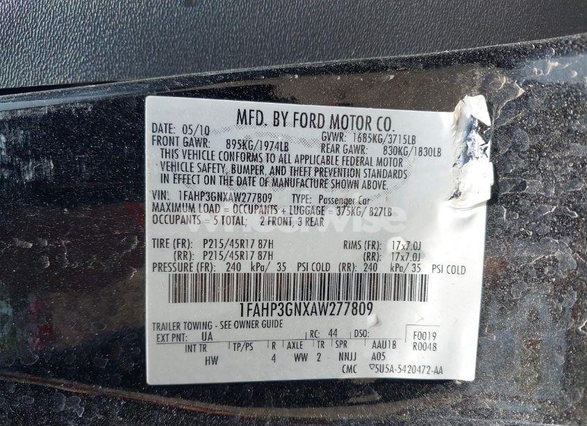 Photo 9 of 2010 Ford Focus SES (VIN 1FAHP3GNXAW277809)