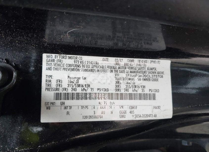 Photo 9 of 2012 Ford Focus SEL (VIN 1FAHP3H20CL375708)