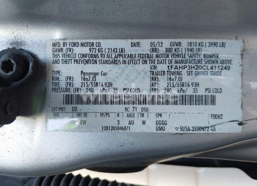 Photo 9 of 2012 Ford Focus SEL (VIN 1FAHP3H20CL411249)