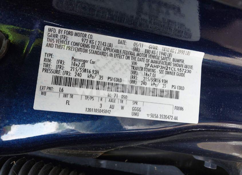 Photo 9 of 2012 Ford Focus SEL (VIN 1FAHP3H21CL157230)
