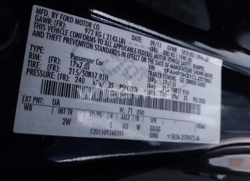 Photo 9 of 2012 Ford Focus SEL (VIN 1FAHP3H21CL257893)