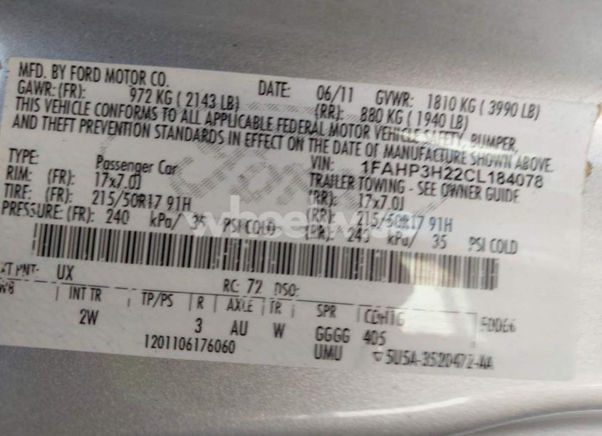 Photo 9 of 2012 Ford Focus SEL (VIN 1FAHP3H22CL184078)