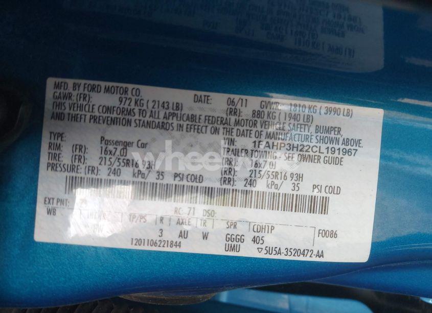 Photo 9 of 2012 Ford Focus SEL (VIN 1FAHP3H22CL191967)