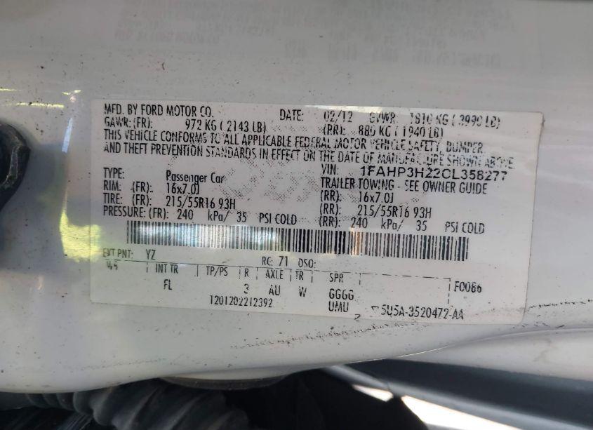 Photo 9 of 2012 Ford Focus SEL (VIN 1FAHP3H22CL358277)
